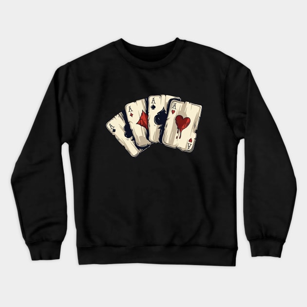 Playing Cards Poker Design Crewneck Sweatshirt by Aka.V.E